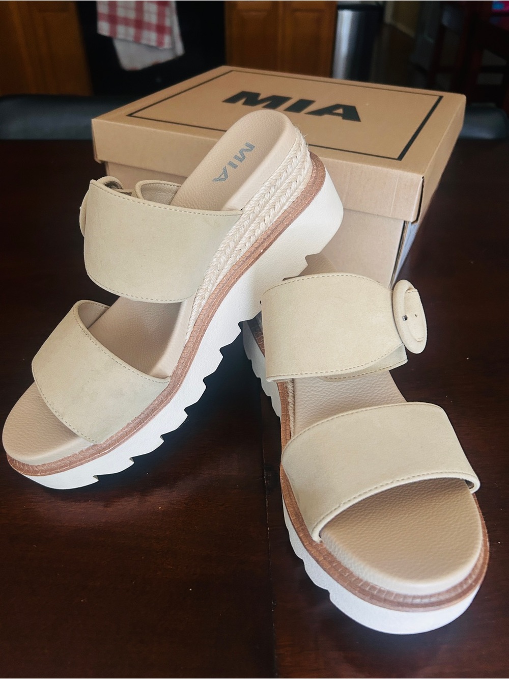 MIA Women's Beige Orla Espadrille  wedge sandal